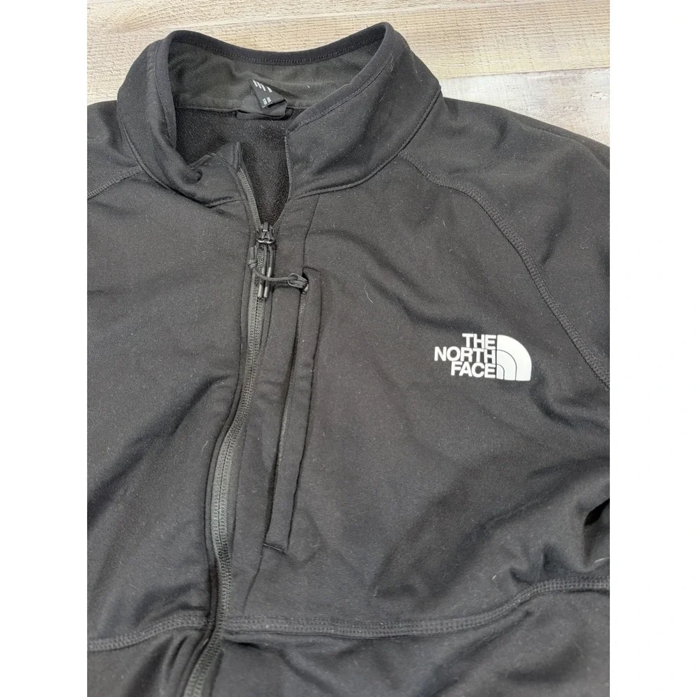 The North Face Mens XXL Black Full Zip Fleece Jacket Stretch Zip Pockets TNF